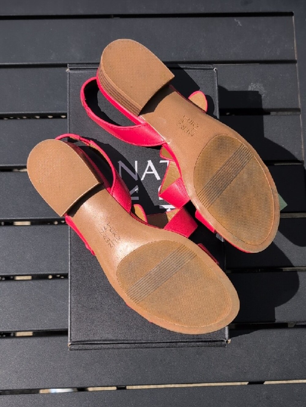Naturalizer Red Leather Slingback Sandals with Buckle - Picture 6 of 6